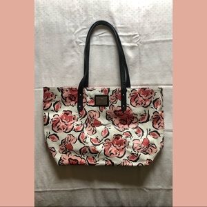 WHITE AND PINK FLORAL TOTE PURSE